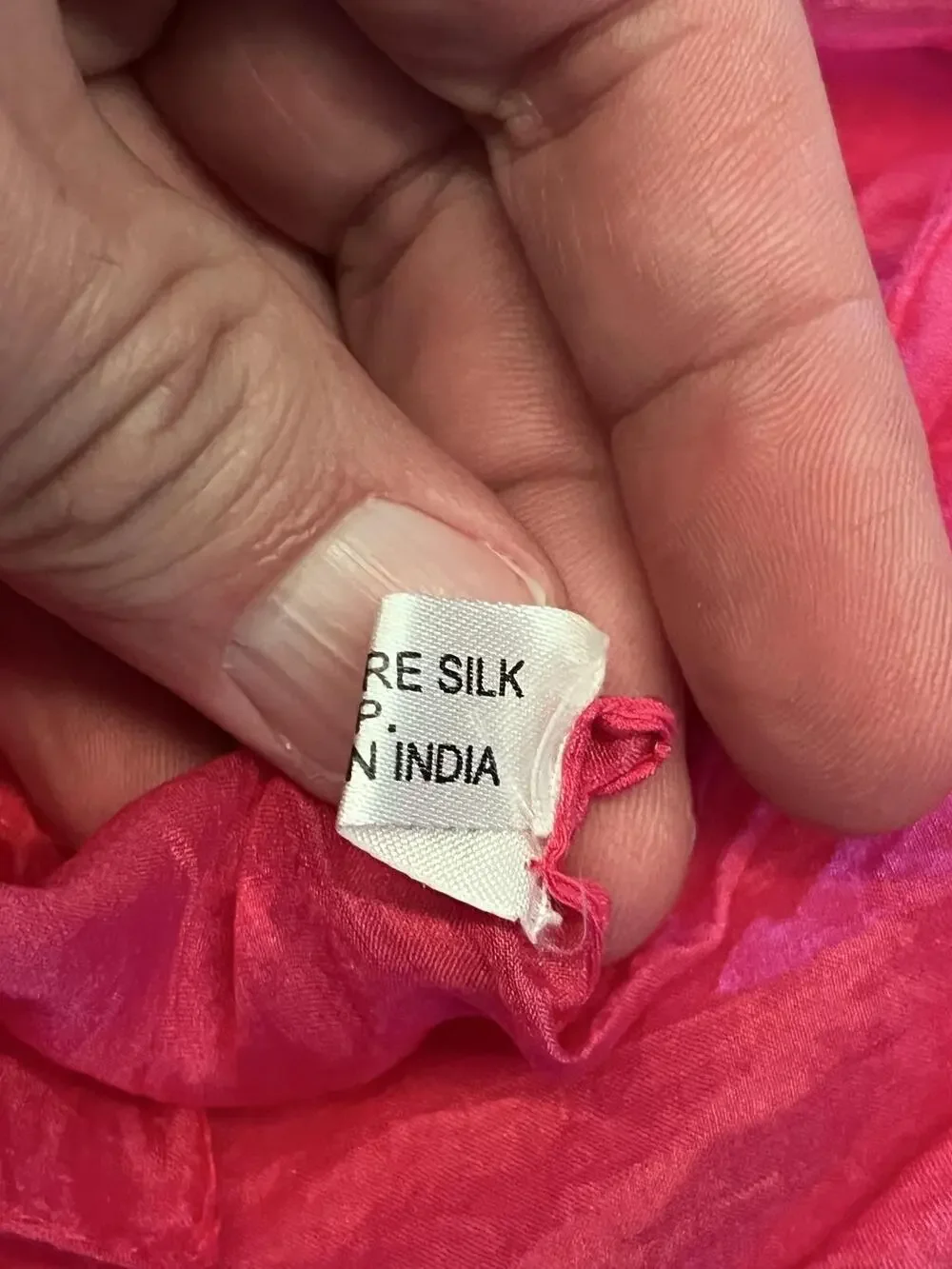 Pink Silk Scarf Womens One Size Sheer Crinkle Chiffon Rectangle Wrap Shawl India